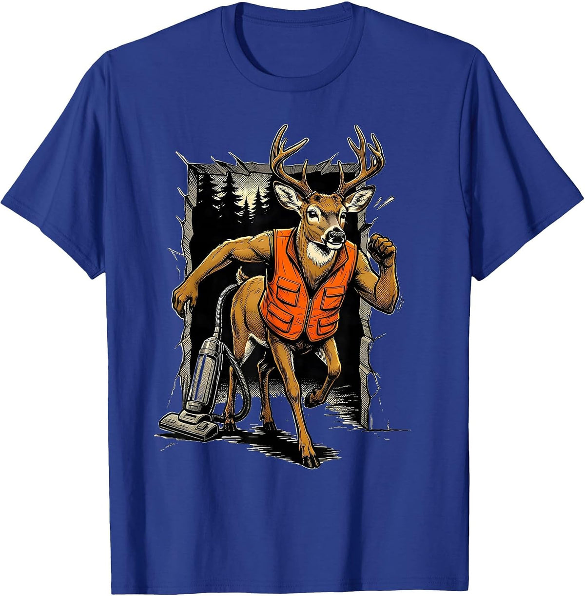 Whitetail Buck Comic Book Hunting Dad Humor T-Shirt - Royal Blue