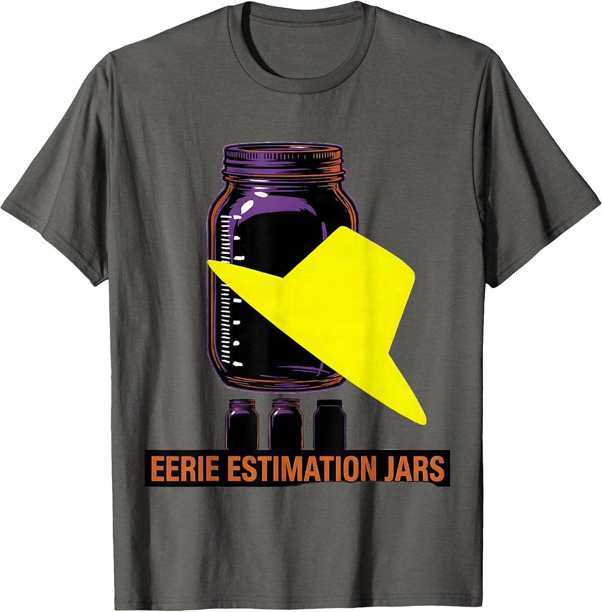 Eerie Estimation Jars Stencil Graphic Teacher Halloween T-Shirt - Asphalt Grey