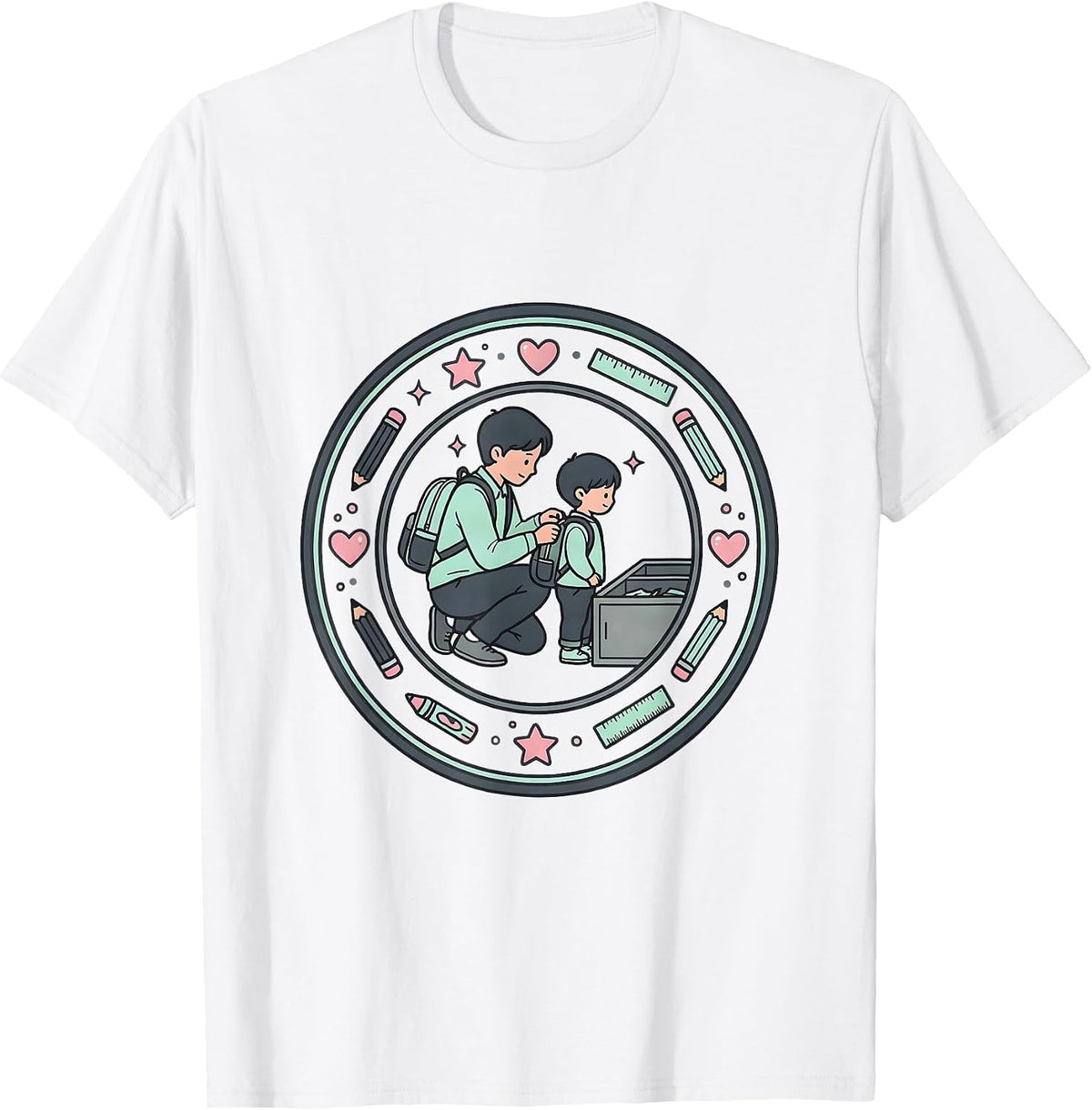 Men's Para Squad Kawaii Doodle Teacher Aide Appreciation T-Shirt - White