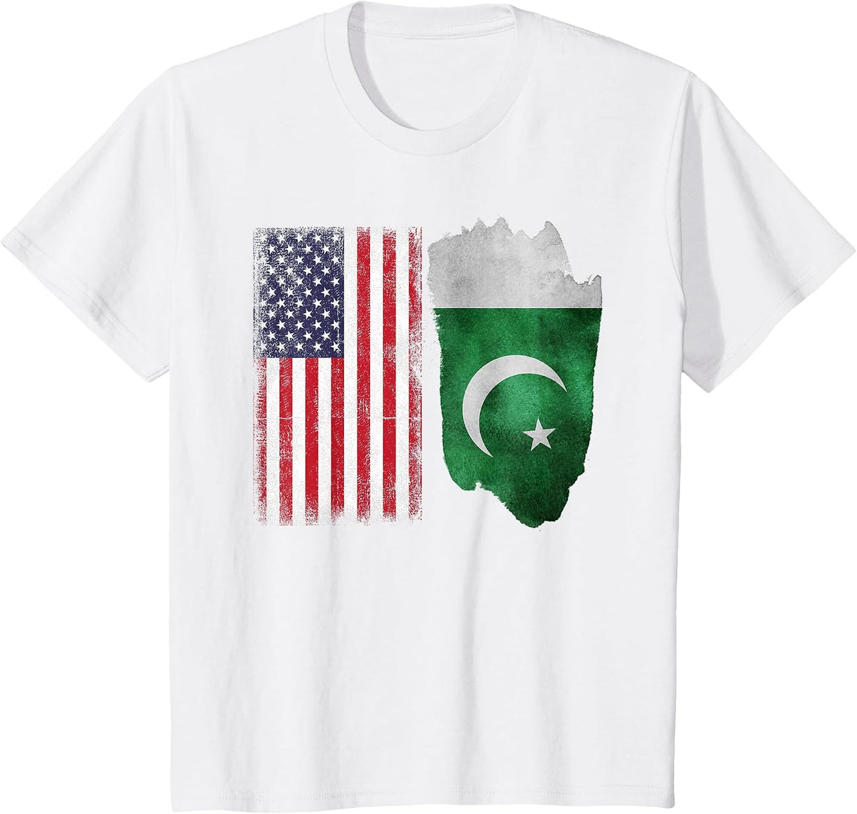 Pakistani Roots | Half American Flag | Pakistan T-Shirt - White