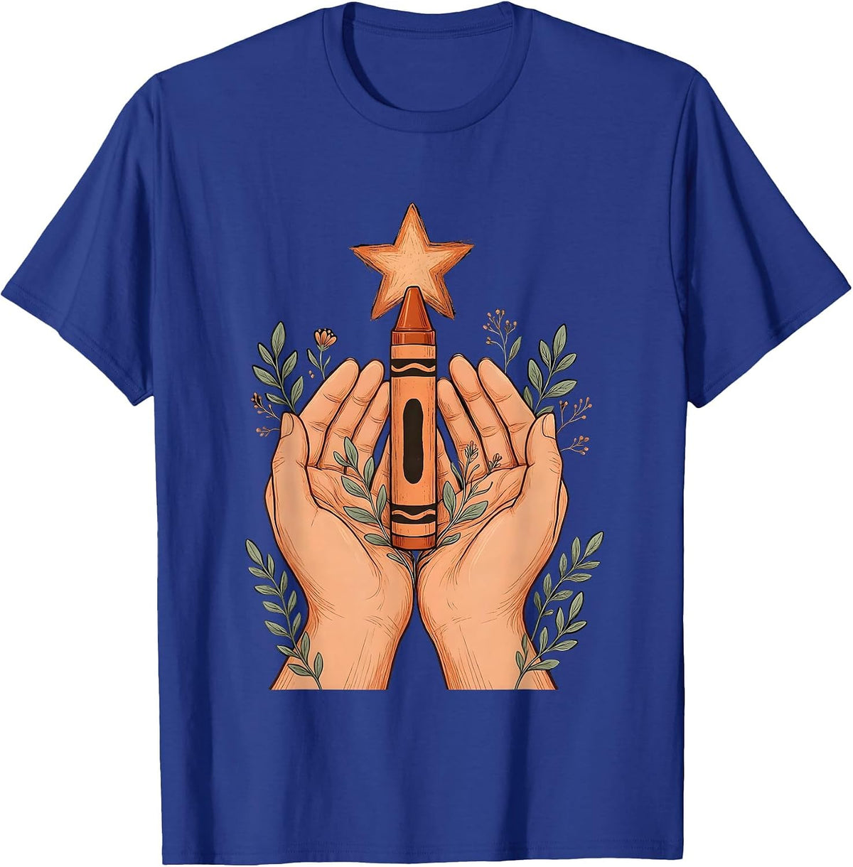 Sped Teacher Crayon Star Illustration Gift T-Shirt - Royal Blue