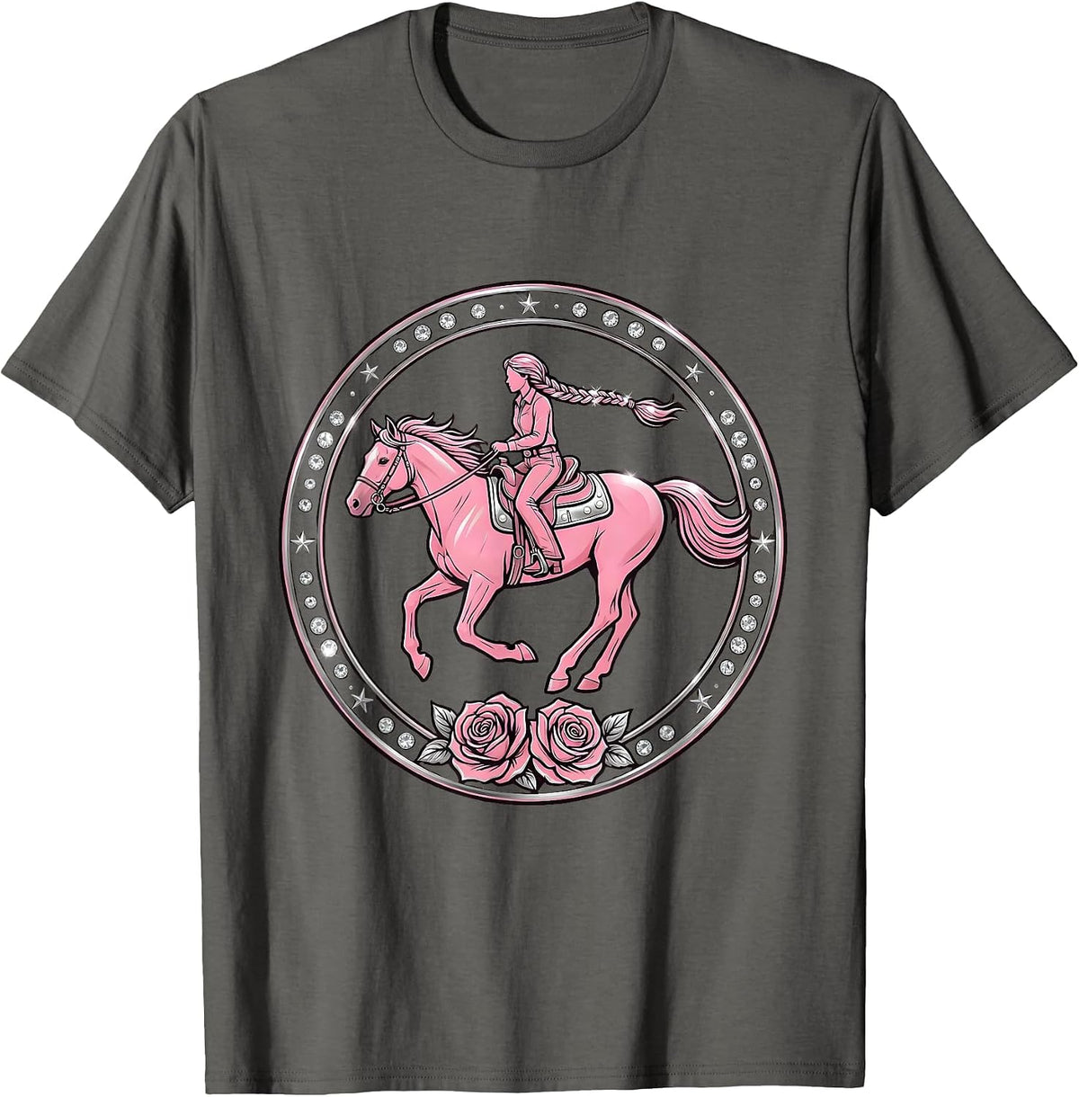 Men's Braided Rider Bareback Through the Field T-Shirt - Asphalt Grey