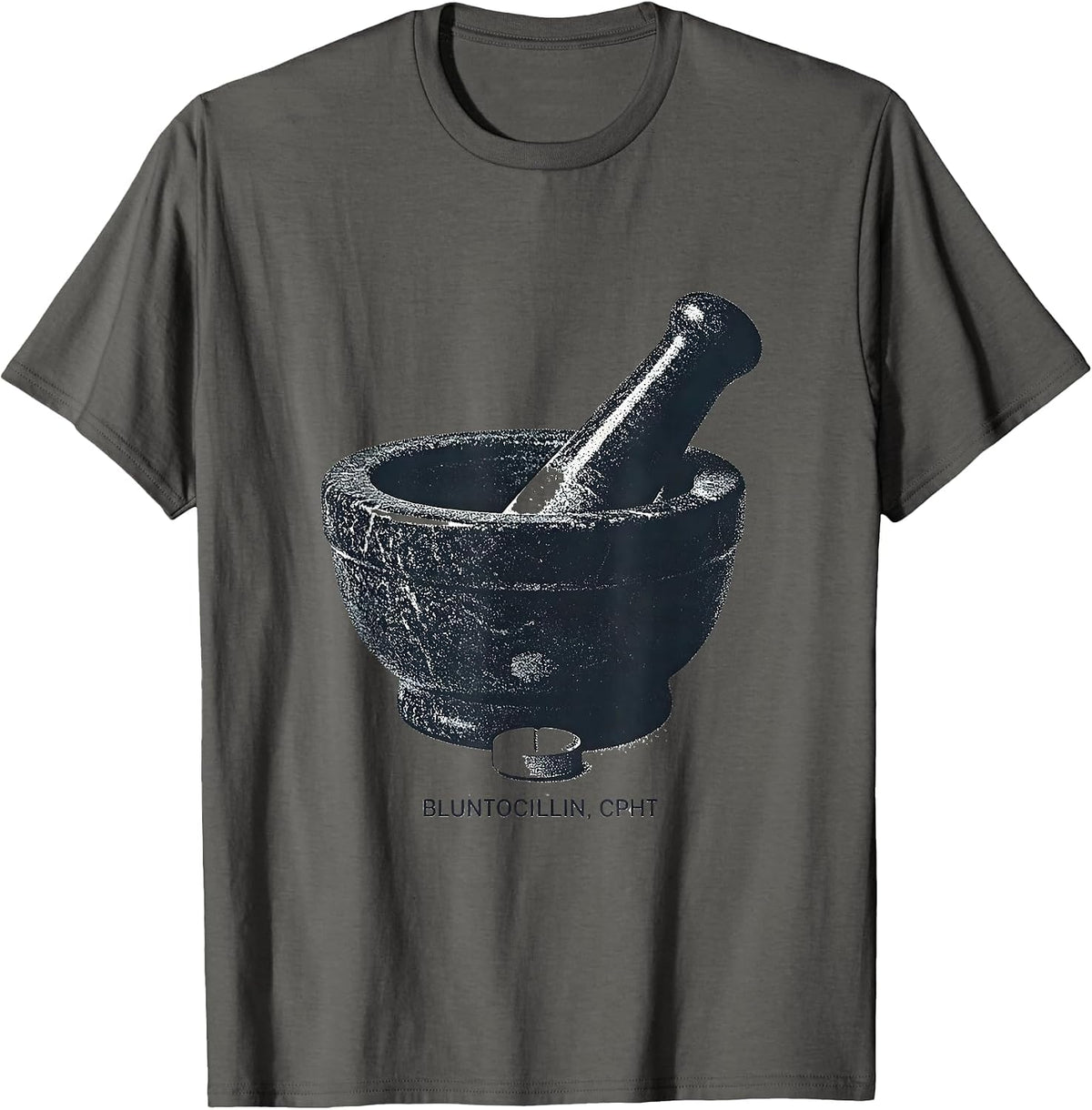 Men's Bluntocillin, CPhT Funny Pharmacy Tech Pun Humor T-Shirt - Asphalt Grey
