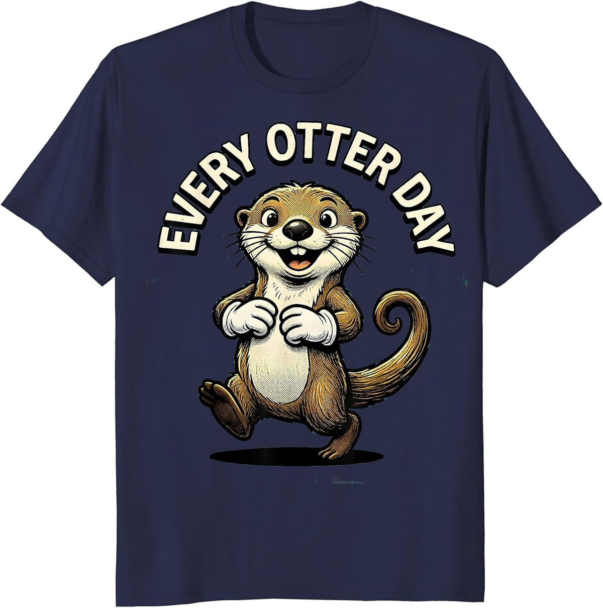 Every Otter Day Retro Cartoon Funny Otter Lover Gift T-Shirt - Navy Blue