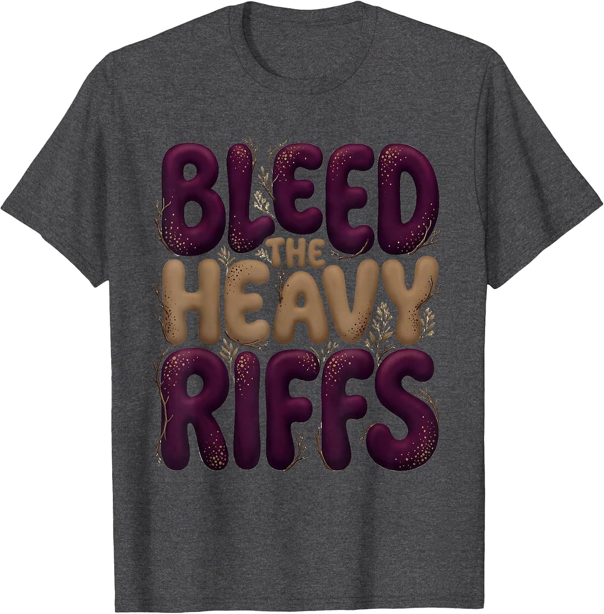 Bleed the Heavy Riffs Metal Music Design T-Shirt - Dark Heather Grey