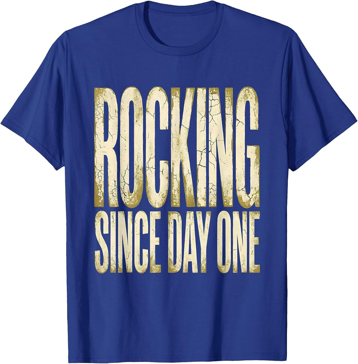 Rocking Since Day One Bold Rock Music Design T-Shirt - Royal Blue