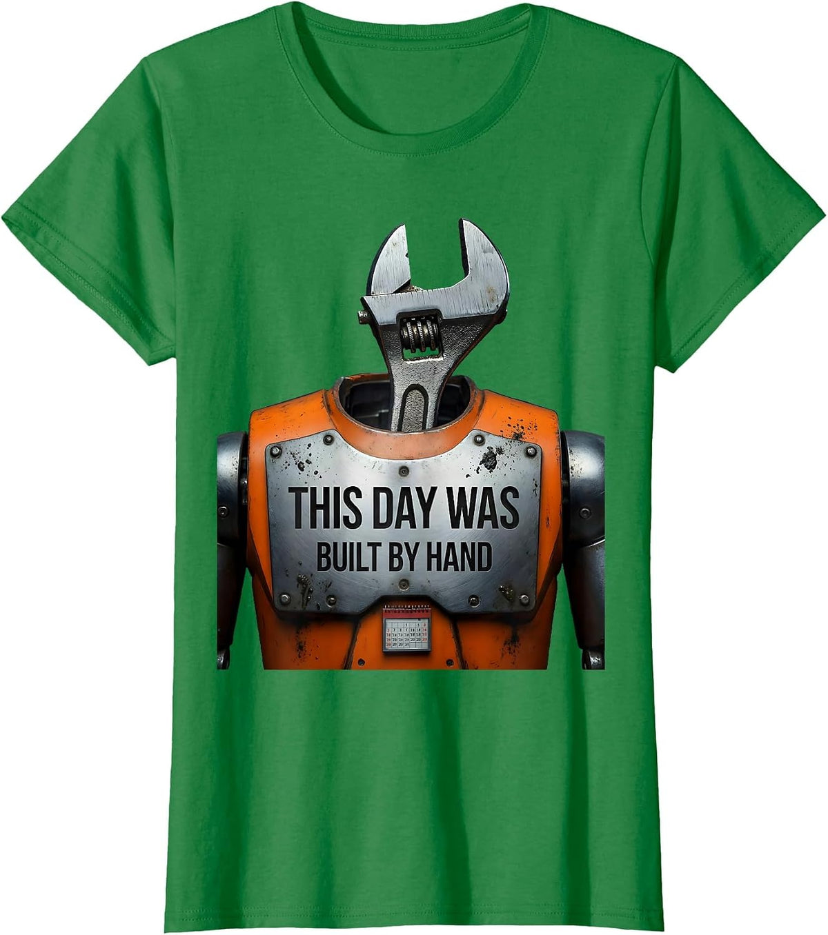 Women's This Day Was Built By Hand Funny Mechanic Labor Day Gift T-Shirt - Kelly Green