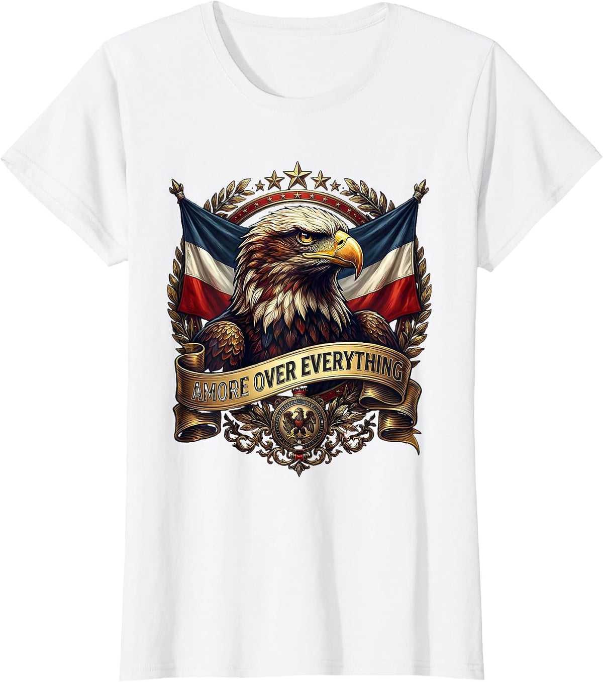 Amore Over Everything Italian Love Graphic Design T-Shirt - White