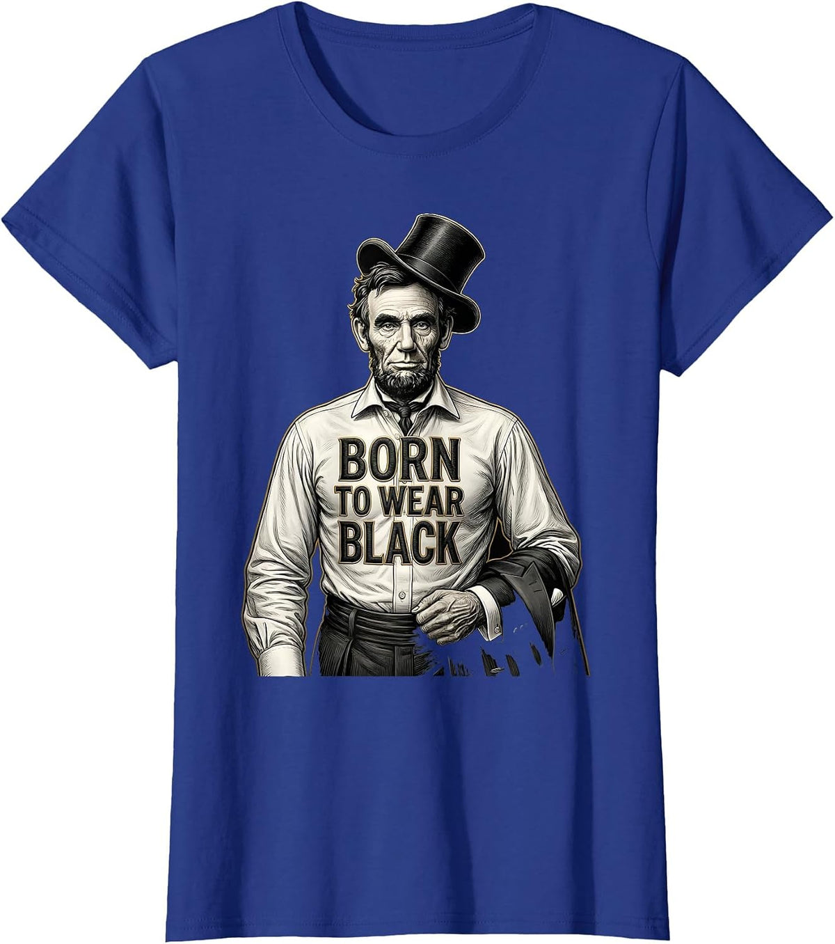 Women's Born to Wear Black Tuxedo Graphic Design T-Shirt - Royal Blue