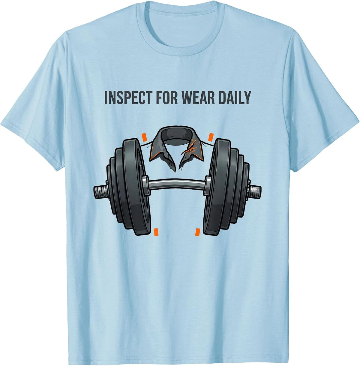 Men's Inspect For Wear Daily Funny Gym Workout Weightlifting Humor T-Shirt - Baby Blue
