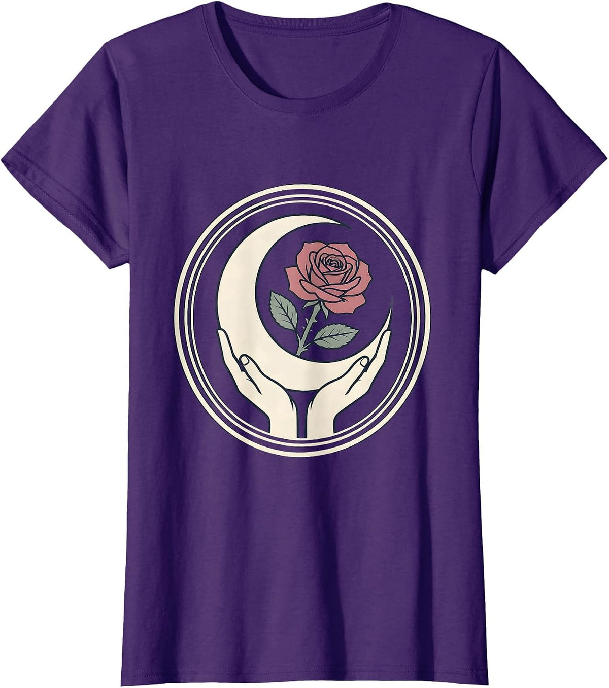 Women's Gigi Crescent Moon and Rose Graphic T-Shirt - Purple