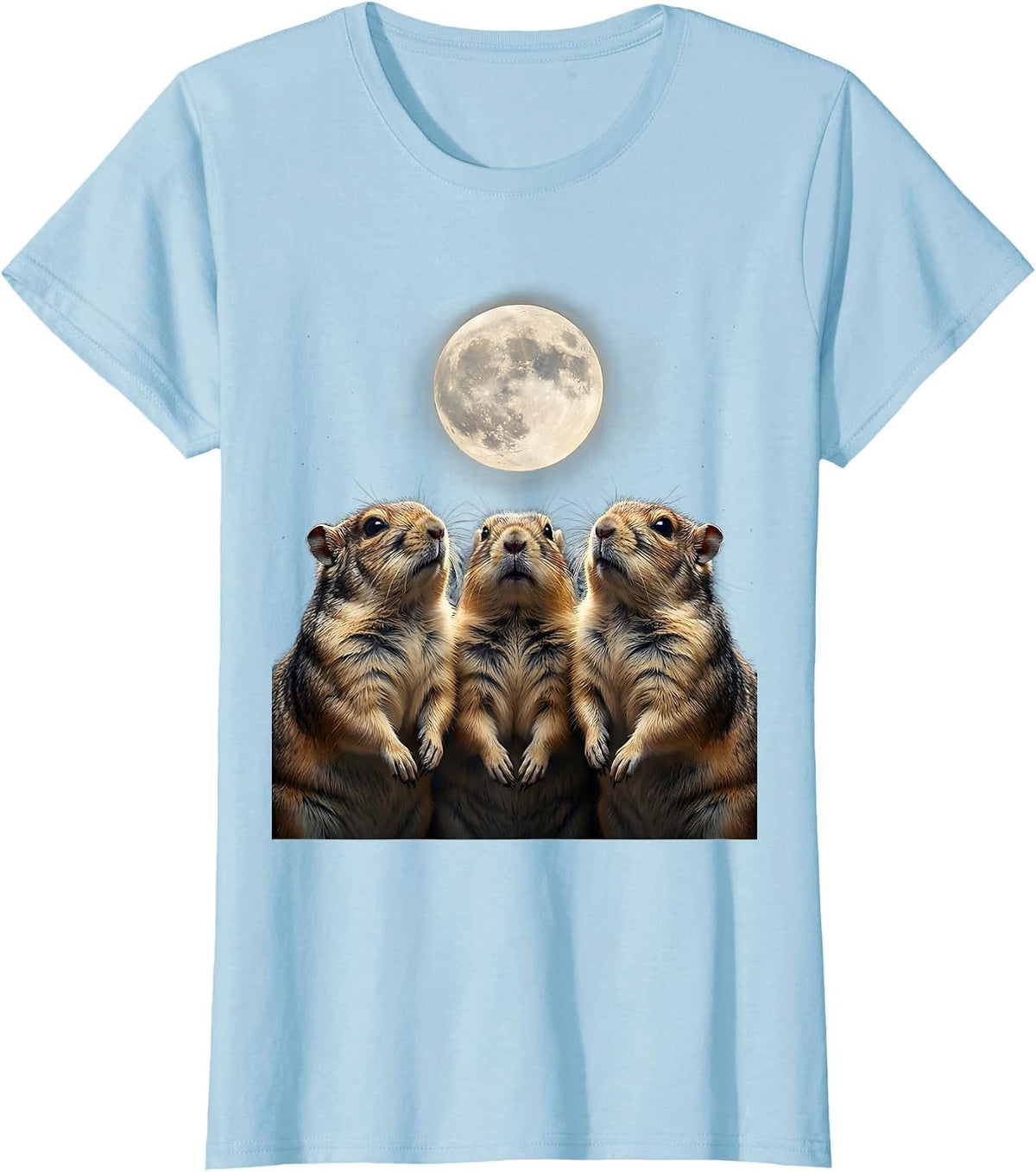 Three Chinchillas Moon Funny Meme Humor T-Shirt - Baby Blue