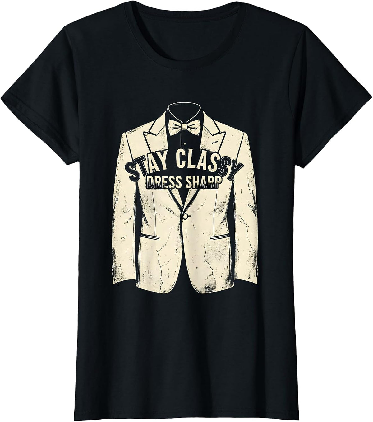 Stay Classy Dress Sharp Tuxedo Design T-Shirt - Black