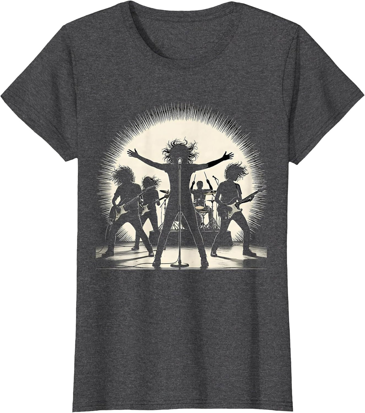 Women's All-Female Band Silhouette Spotlight Graphic T-Shirt - Dark Heather Grey