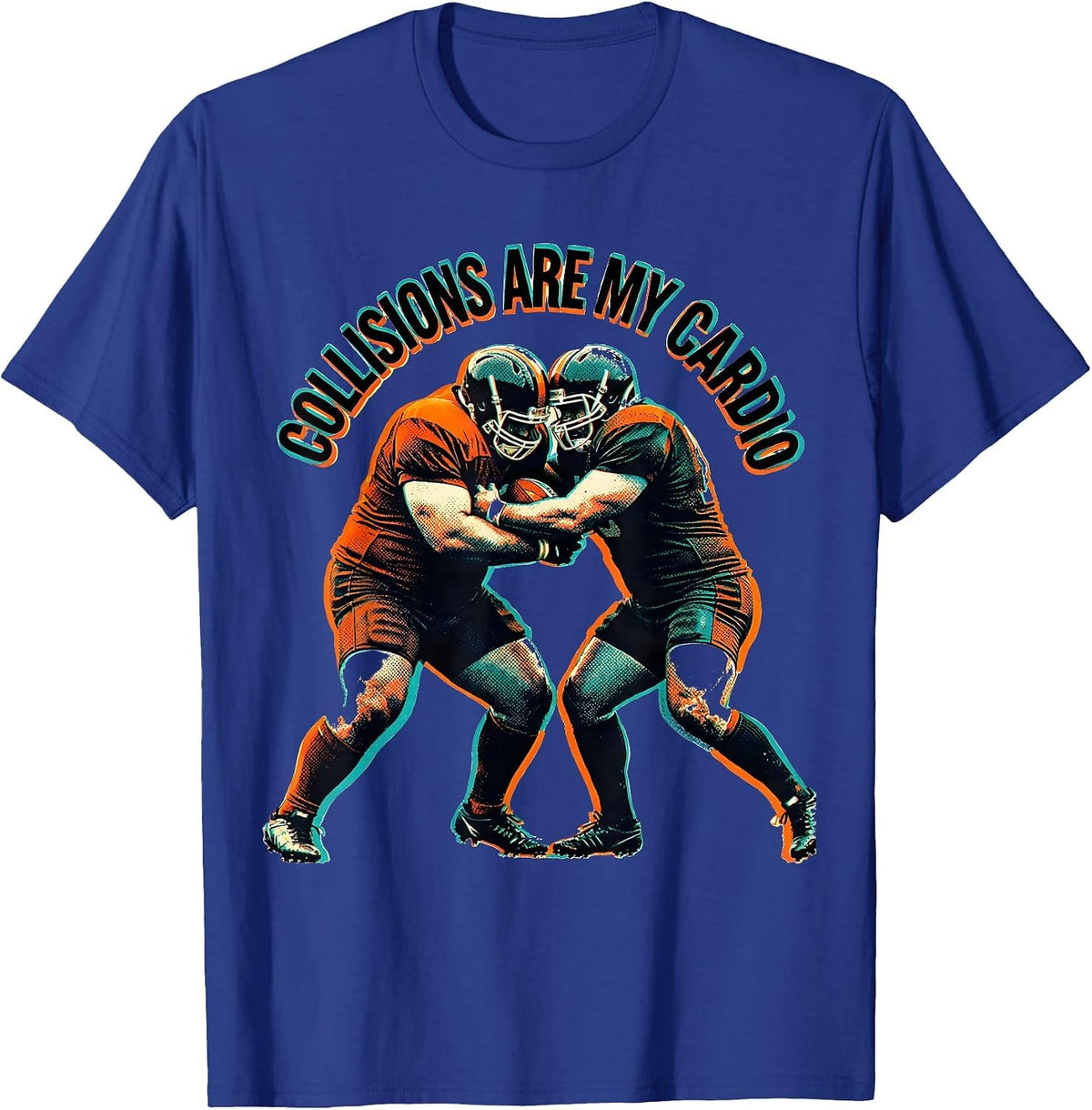 Men's Collisions Are My Cardio Rugby Design T-Shirt - Royal Blue