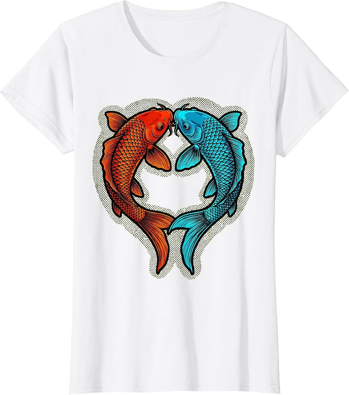 Koi Fish Heart Love Girlfriend Graphic T-Shirt - White