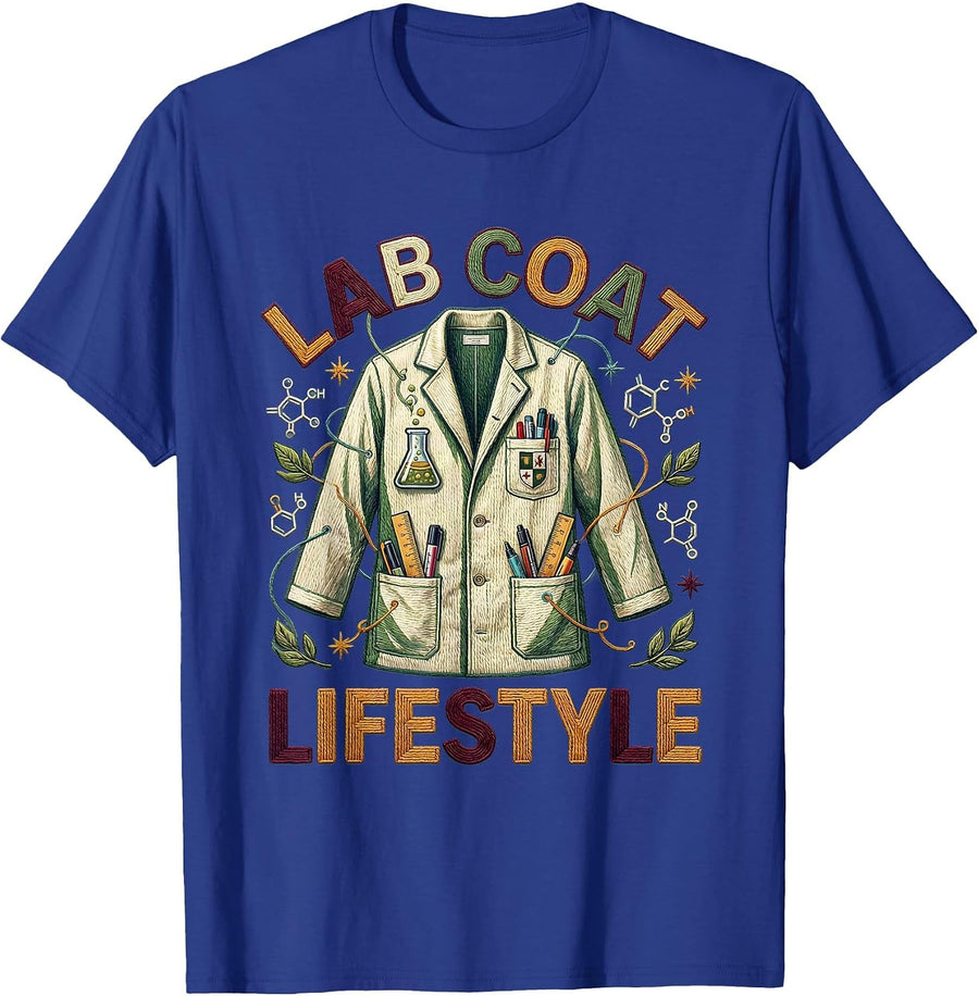 Lab Coat Lifestyle Science Teacher Design T-Shirt - Royal Blue