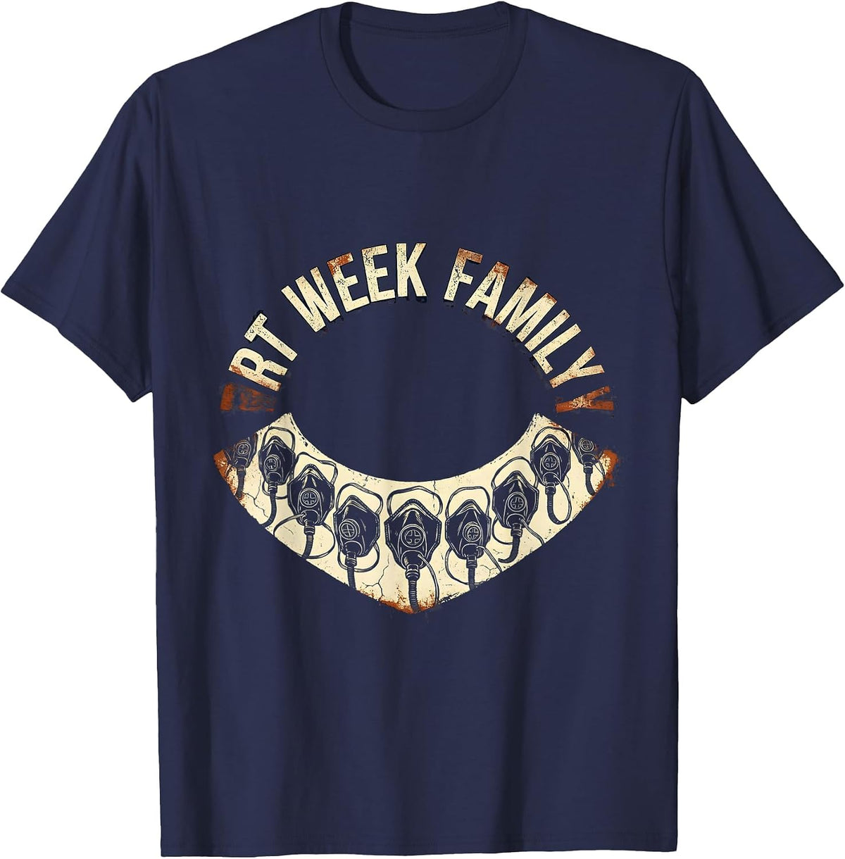 RT Week Family Distressed Respiratory Therapist RT Care Week T-Shirt - Navy Blue