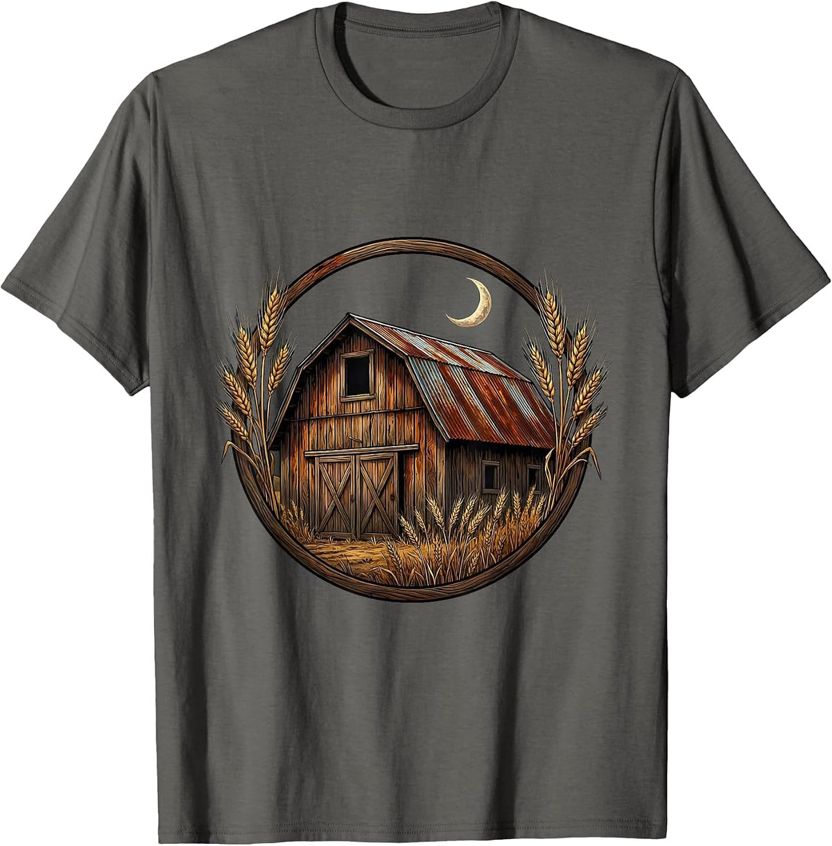 Weathered Barn Rustic Country Music Graphic T-Shirt - Asphalt Grey