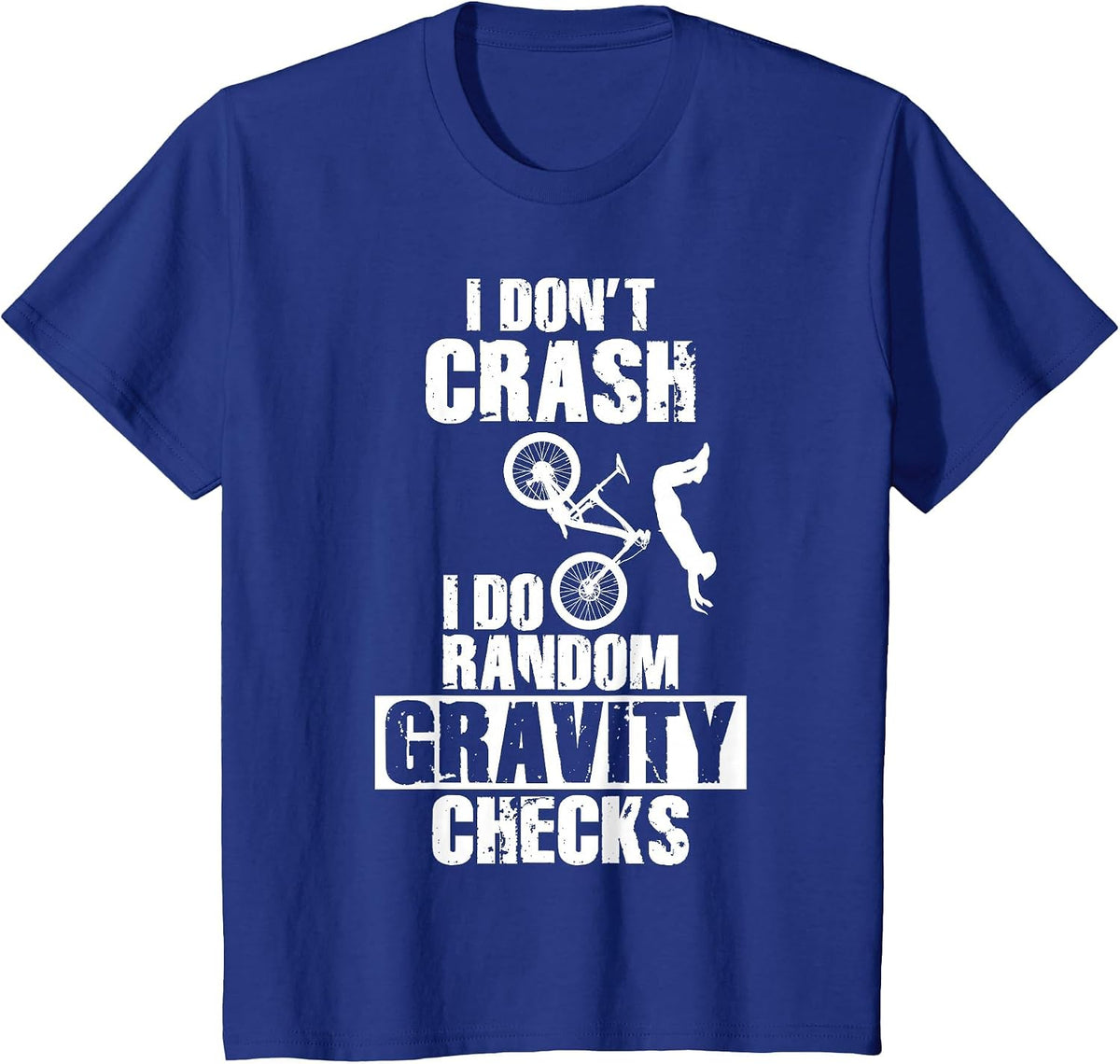 Mountain Bike Crash - Funny MTB Gravity Checks T-Shirt - Royal Blue