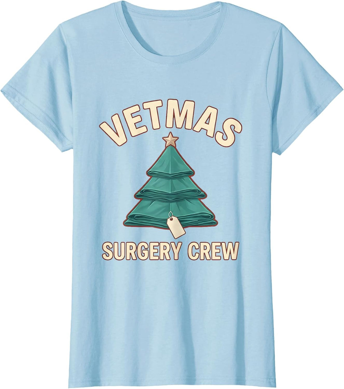 Women's Vetmas Surgery Crew Funny Vet Tech Christmas Veterinary Crew T-Shirt - Baby Blue