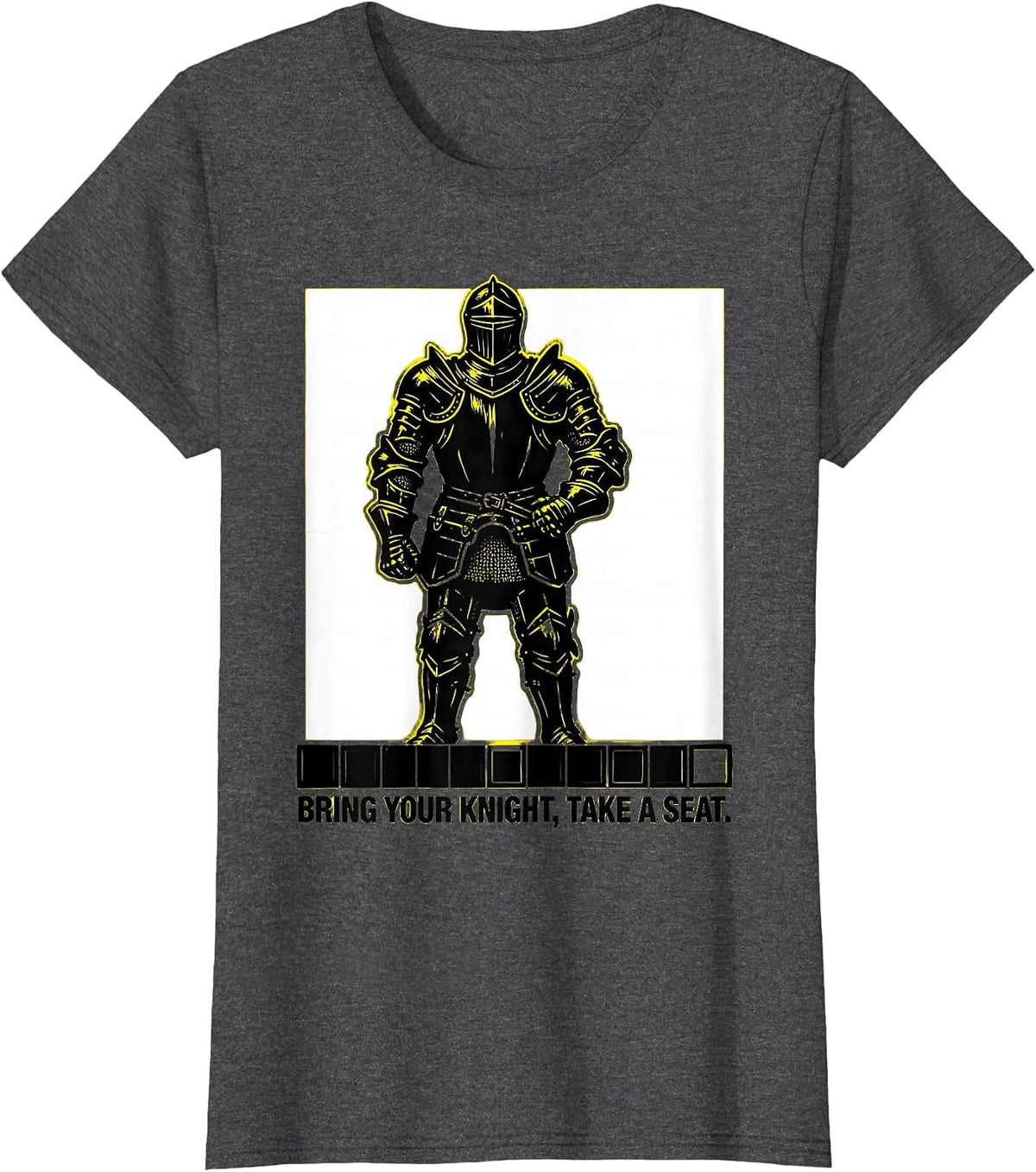 Women's Bring Your Knight Take A Seat Funny Chess Player Gift Chess T-Shirt - Dark Heather Grey