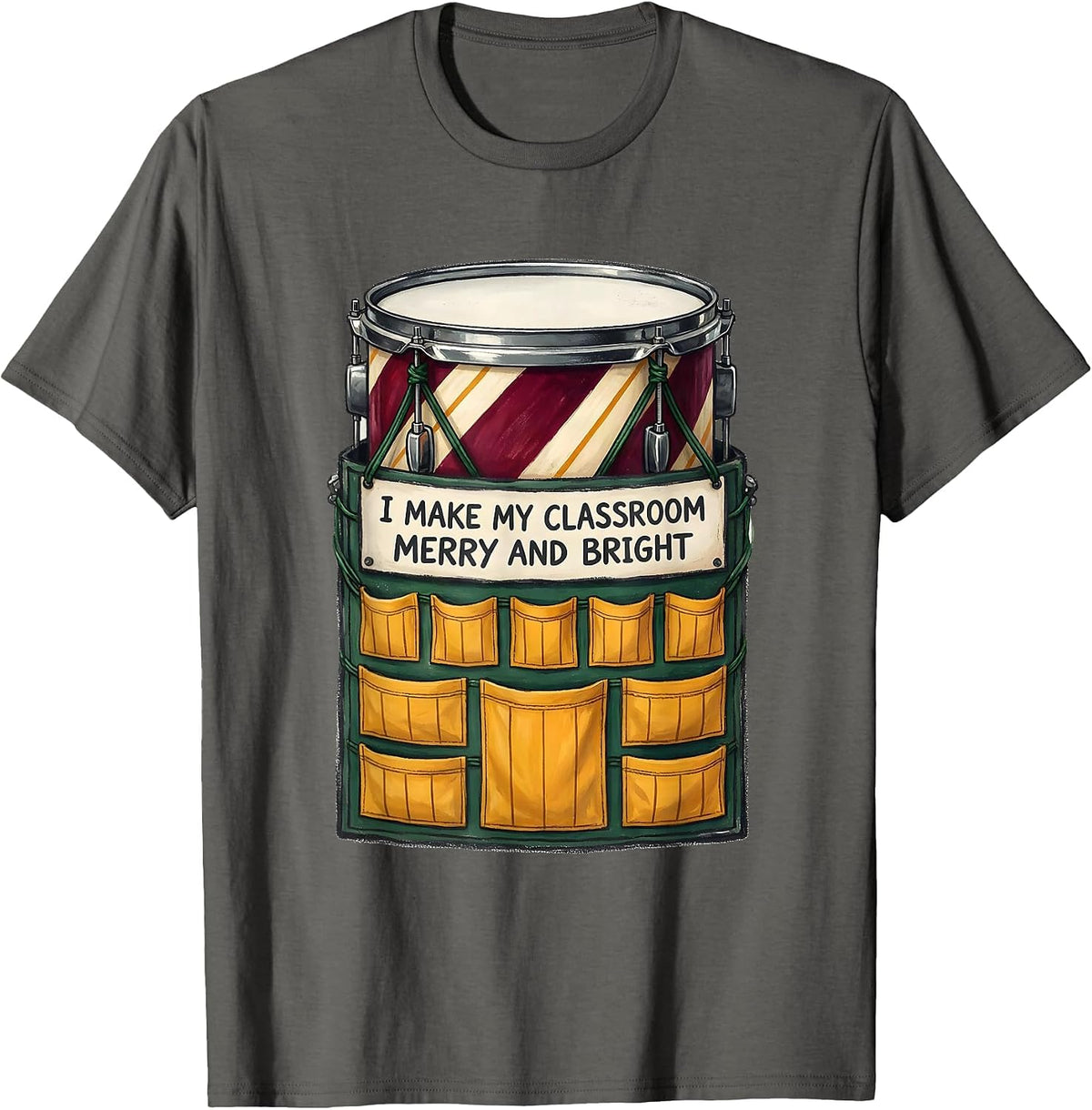 I Make My Classroom Merry And Bright Storybook Teacher T-Shirt - Asphalt Grey