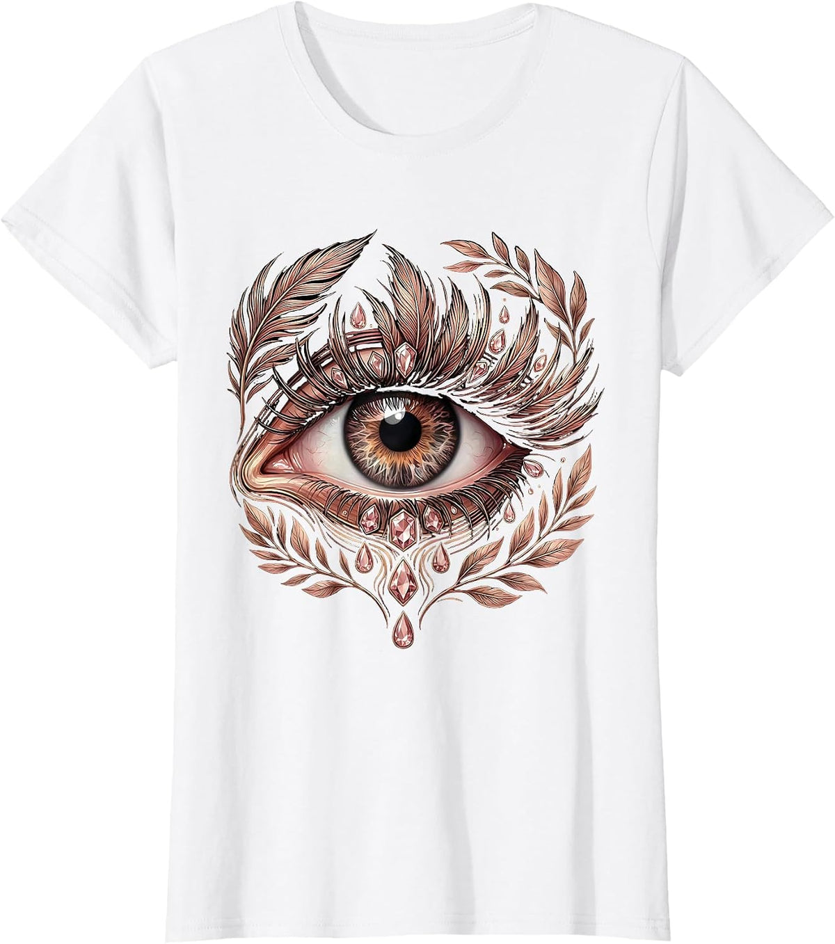 Glamorous Eye Gems Illustration Gigi Design T-Shirt - White