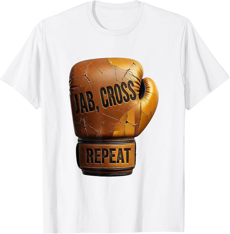 Jab Cross Repeat Boxing Gym Training Design T-Shirt - White