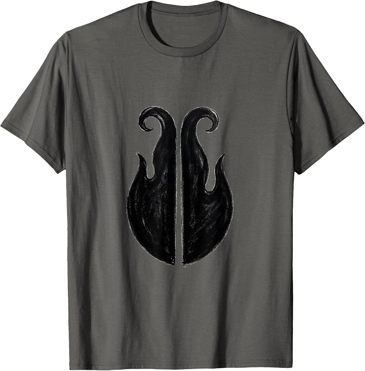 Men's Symmetrical Flame Minimalist Graphic T-Shirt - Asphalt Grey