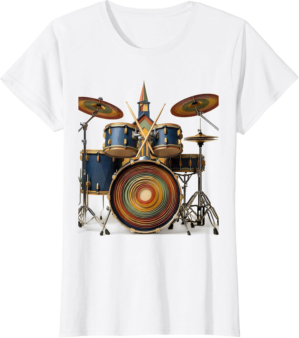 Women's Compact Drum Kit Church Worship Musician Faith Statement T-Shirt - White