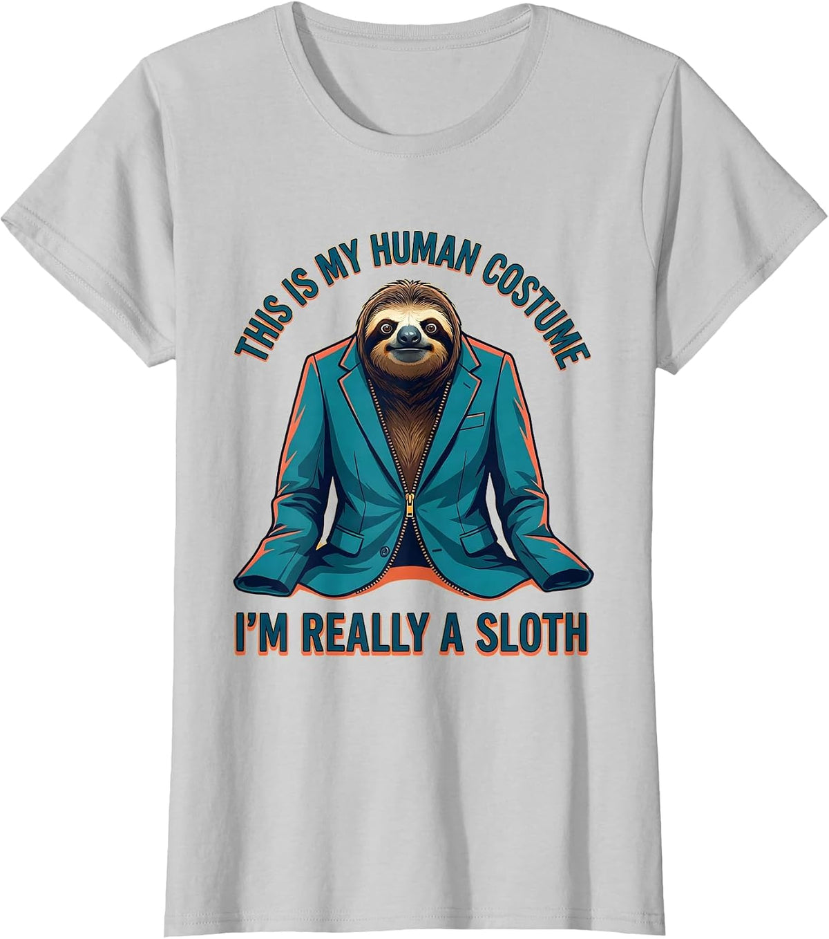 This Is My Human Costume I'm Really A Sloth Funny Halloween T-Shirt - Silver Grey