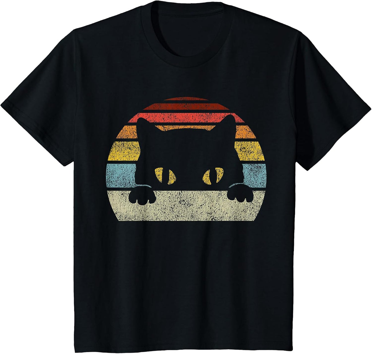 Cat Retro Style Vintage Black Kitten Cute Kitty Cats Lover T-Shirt - Black