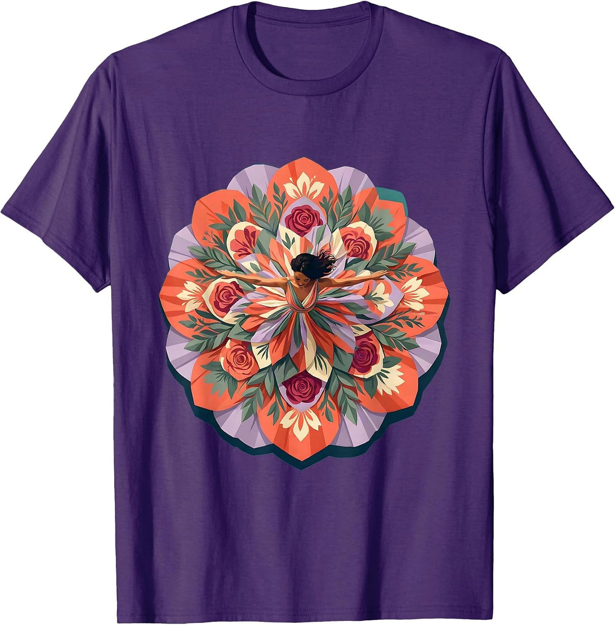 Men's Gigi Swirling Floral Dance Overhead View T-Shirt - Purple