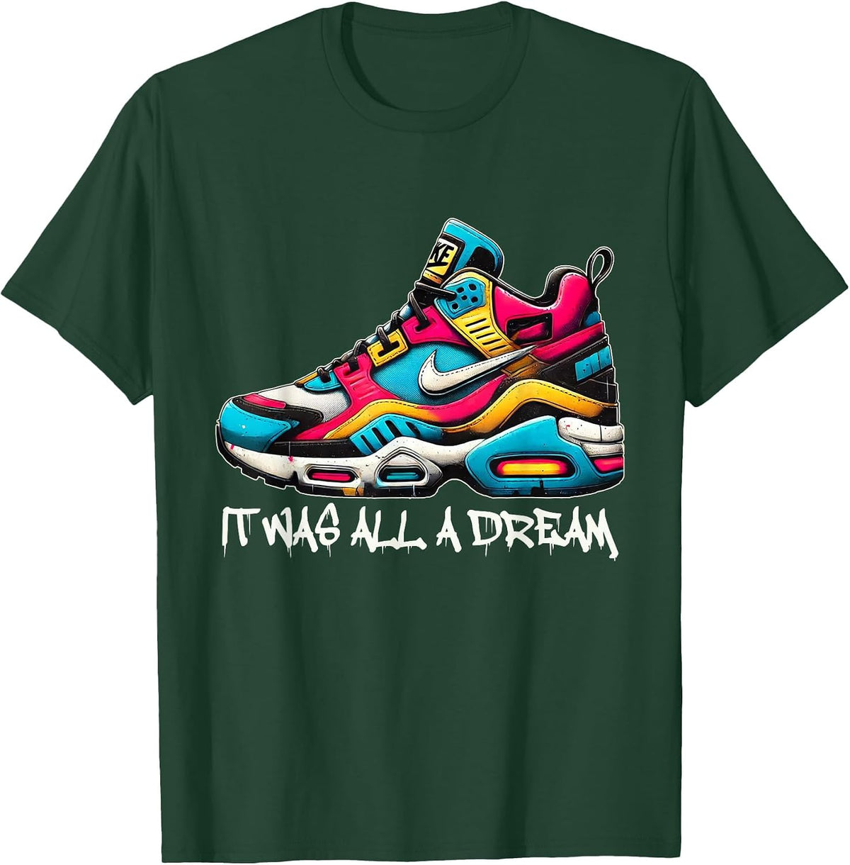 IT was A Dream 1990 90s Hip HOP and Rap Quotes Retro T-Shirt - Dark Green