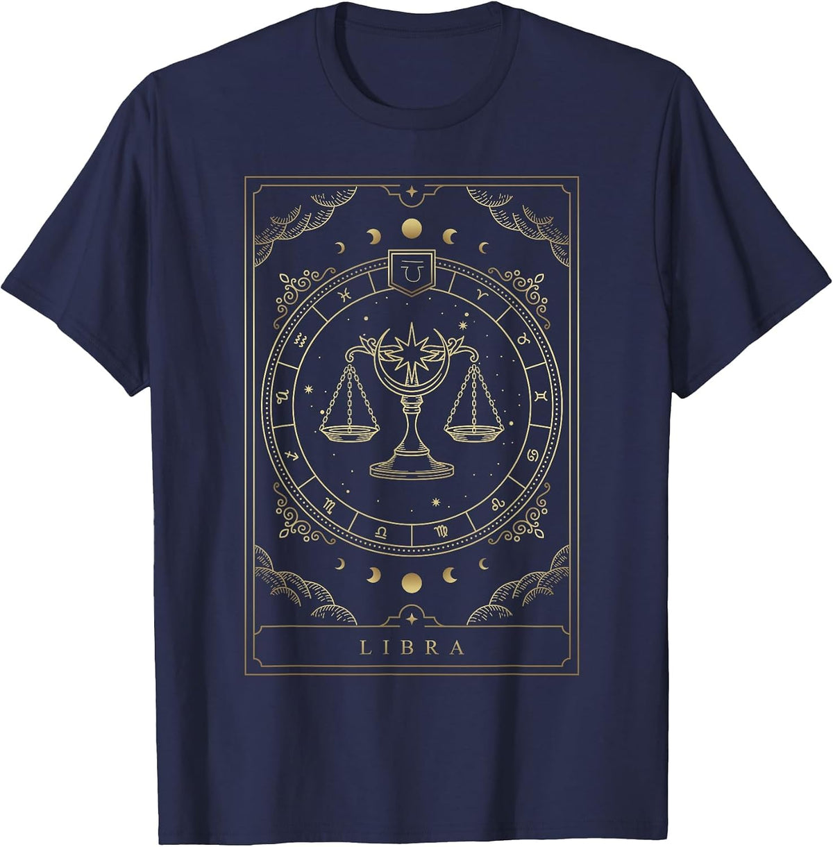 Libra Horoscope and Zodiac Symbol T-Shirt - Navy Blue