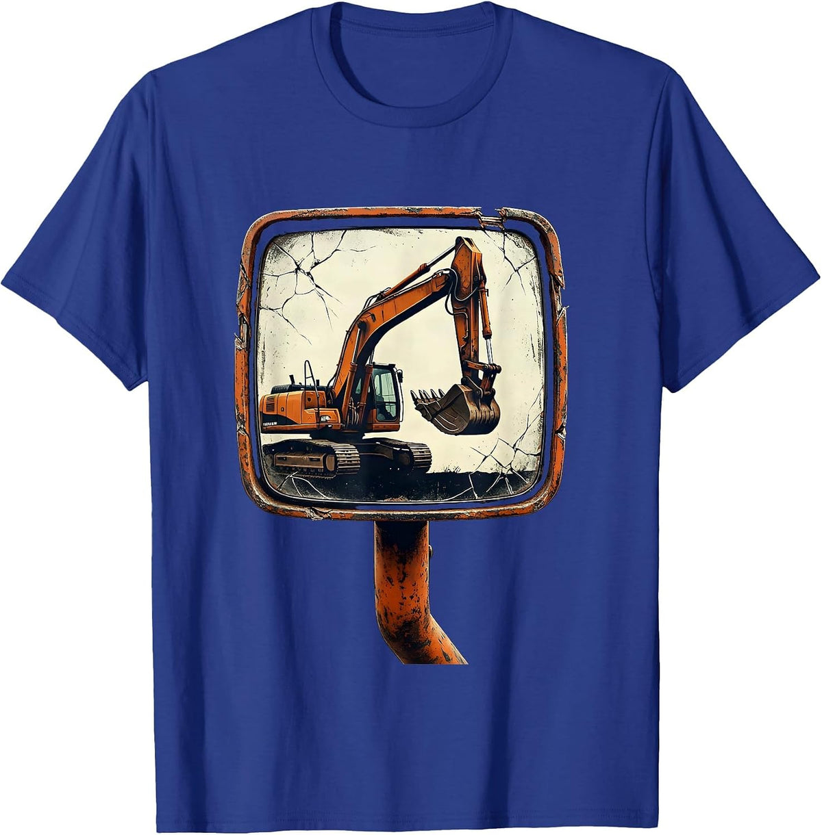 Distressed Mirror Frame Excavator Operator Gift T-Shirt - Royal Blue