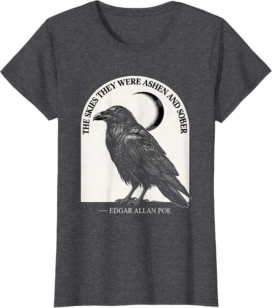 Women's The skies they were ashen and sober — Edgar Allan Poe T-Shirt - Dark Heather Grey