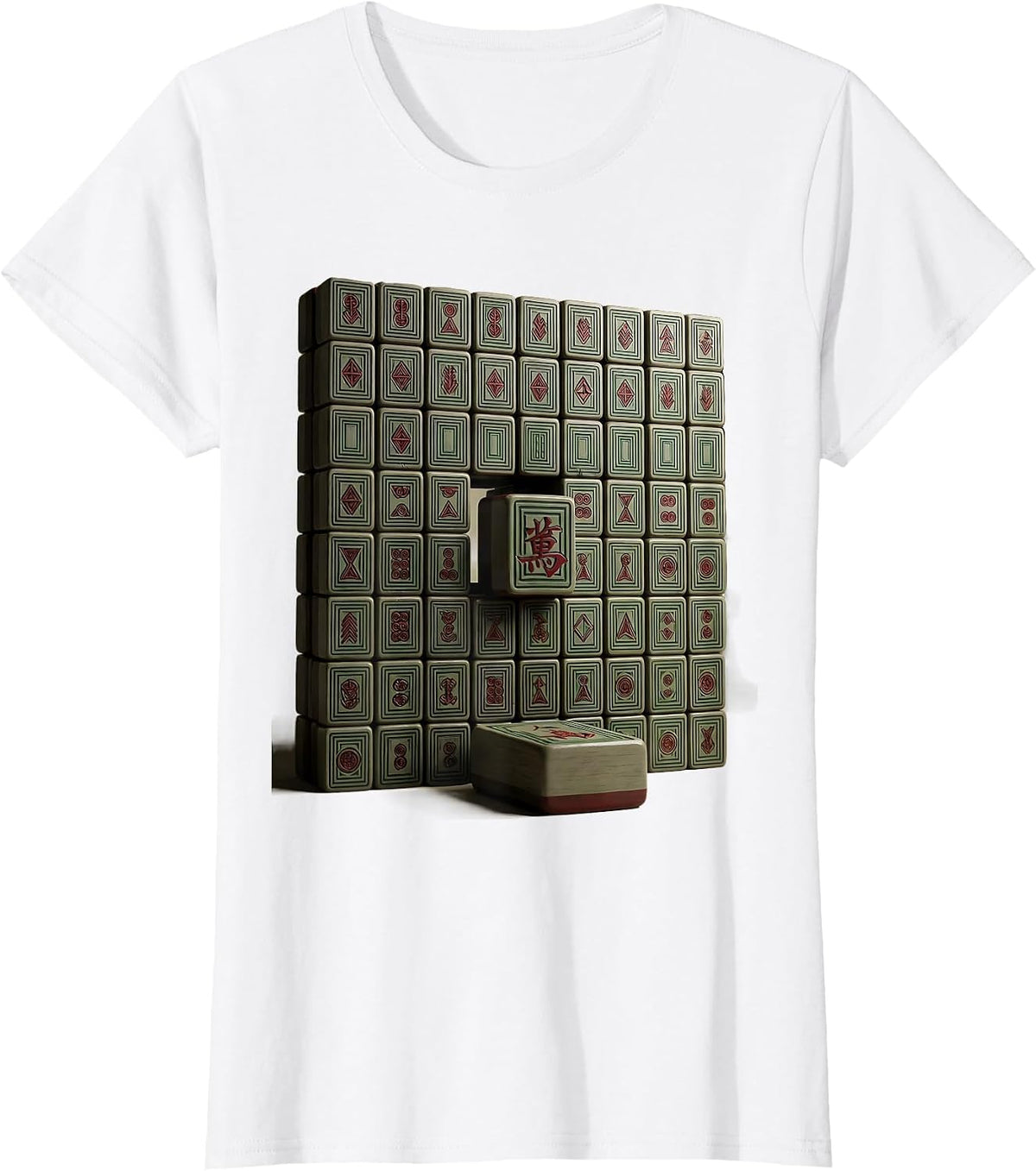 Women's Mahjong Rack Monumental Tile Bridge Player Humor T-Shirt - White