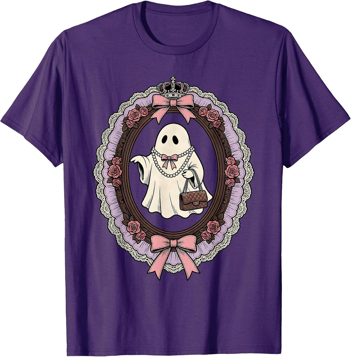 Men's Boo-Jee Ghost Pearls and Designer Handbag T-Shirt - Purple