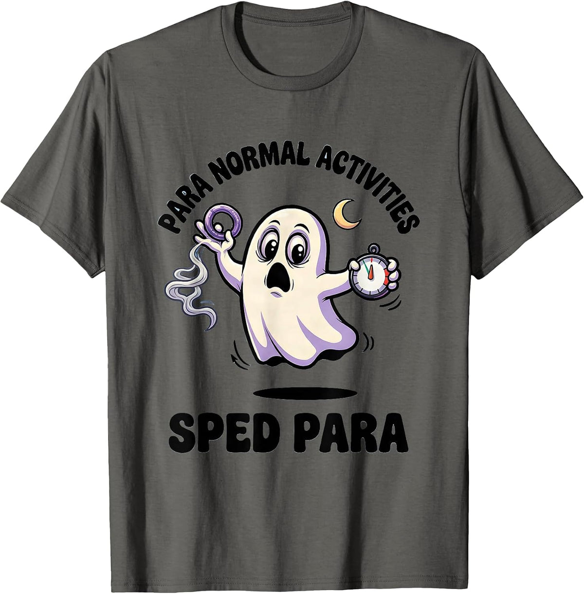 Men's Para Normal Activities SPED Para Ghost Halloween T-Shirt - Asphalt Grey