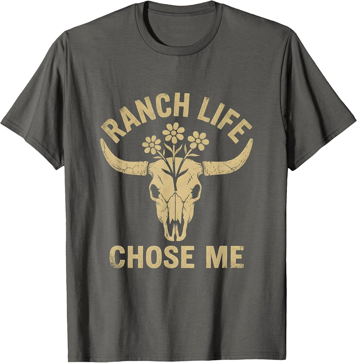 Men's Ranch Life Chose Me Cowgirl Design T-Shirt - Asphalt Grey