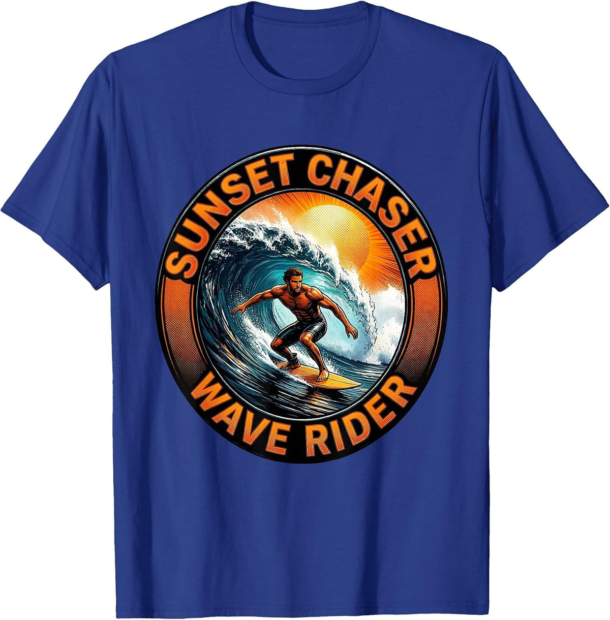 Sunset Chaser Wave Rider Hawaiian Men's Design T-Shirt - Royal Blue