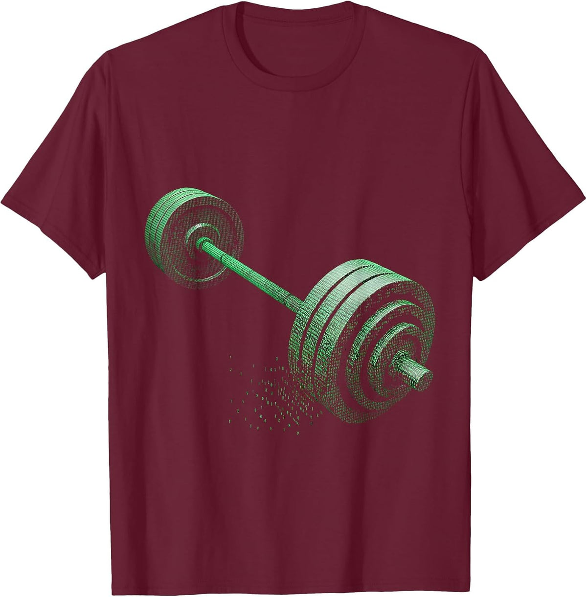Barbell Glyph Art Gym Humor Weightlifting T-Shirt - Burgundy