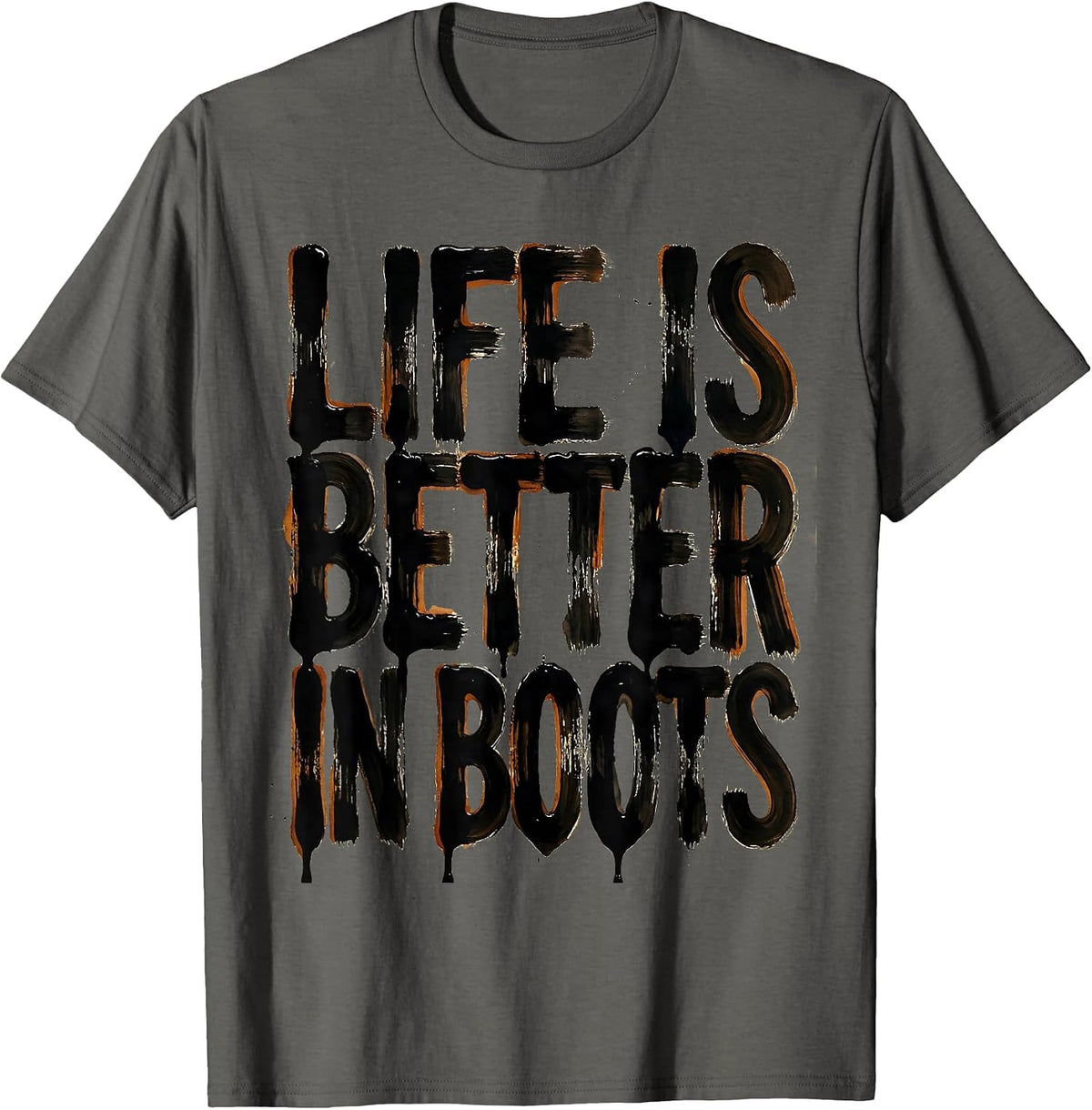 Life Is Better In Boots Cowboy Design T-Shirt - Asphalt Grey
