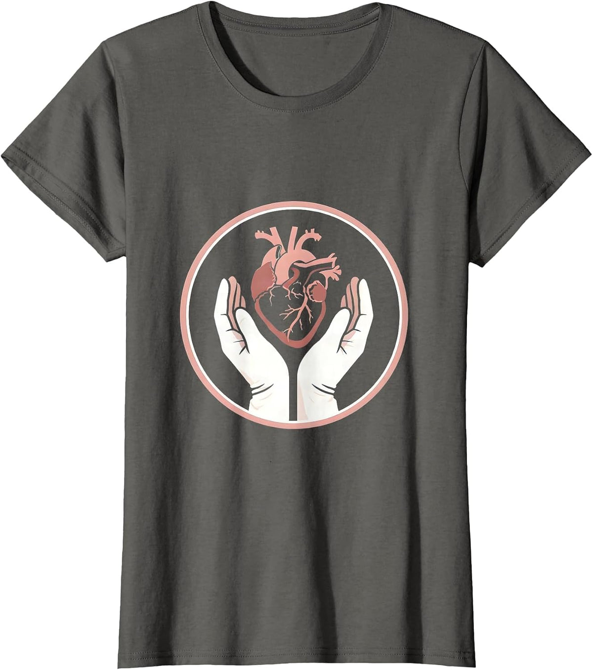 Women's Medical Assistant Caring Heart Graphic Design T-Shirt - Asphalt Grey