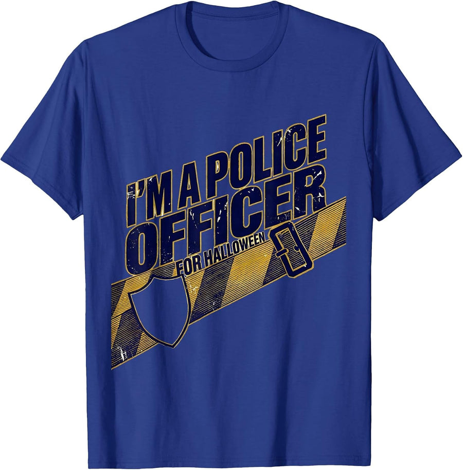 I'm A Police Officer For Halloween Costume Novelty Police T-Shirt, Men, Royal Blue, Medium - As Pictured