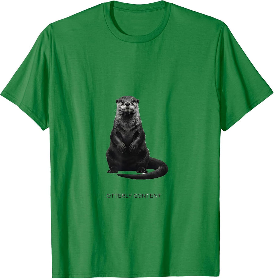Men's Otterly Content Funny Otter Lover Gifts Otter Fan Humor T-Shirt - Kelly Green