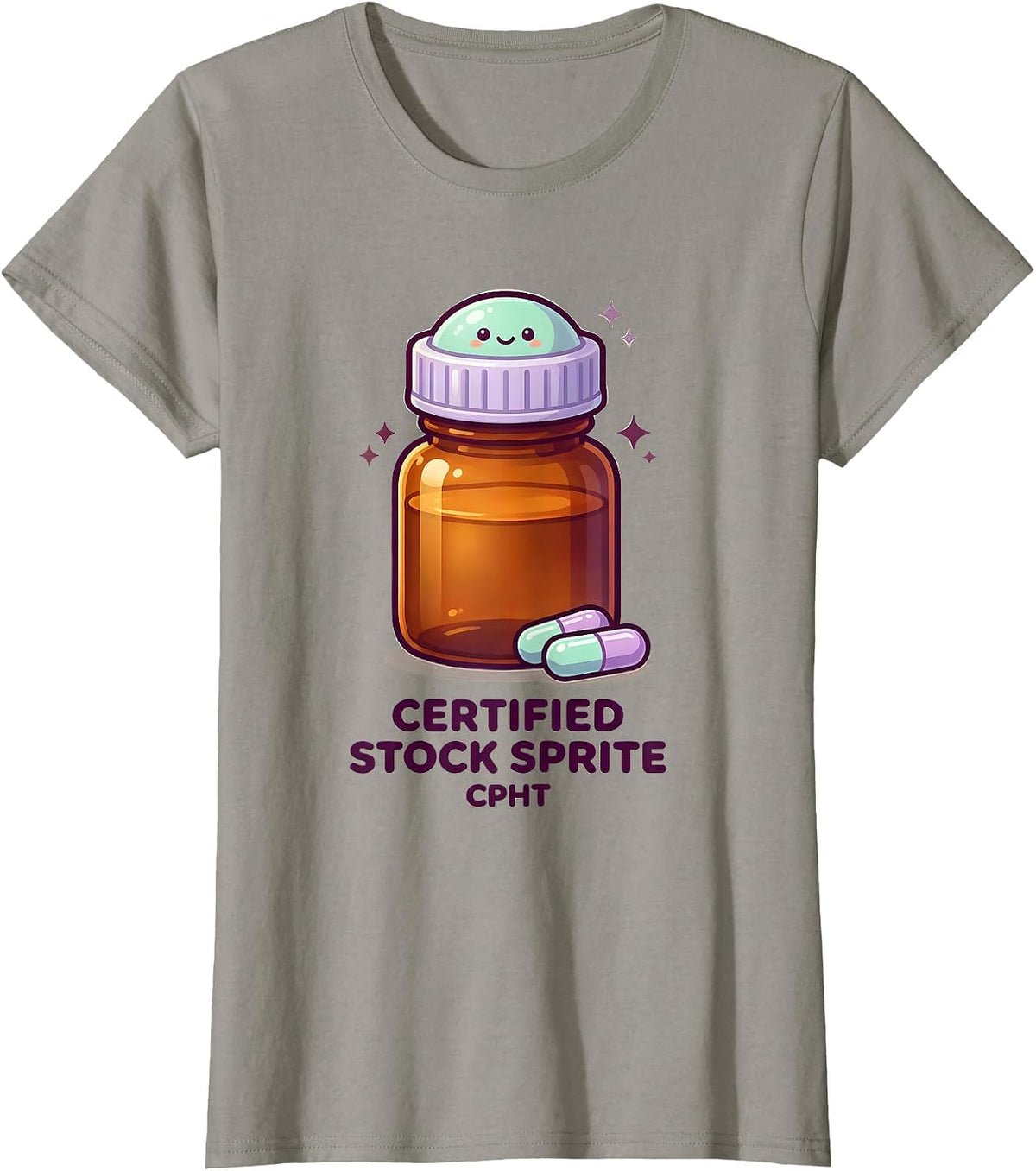 Women's Certified Stock Sprite CPhT Cute Kawaii Pharmacy Tech T-Shirt - Slate Grey