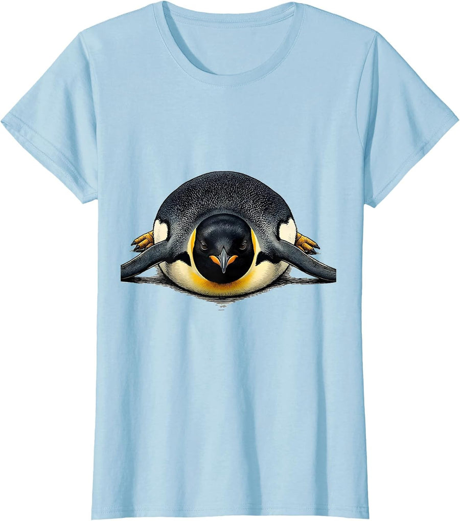 Women's Penguin Belly Animal Lover Halloween Costume T-Shirt - Baby Blue